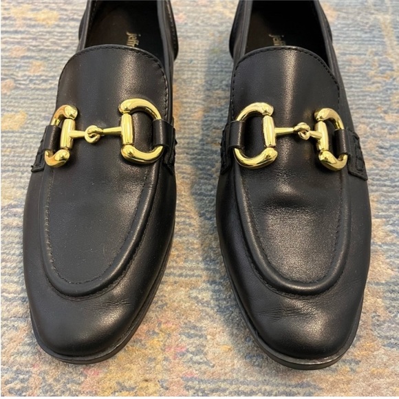 Jeffrey Campbell Loafers Velviteen Horsebit Bit Chain Slip On Flats Black Gold 7 - Picture 5 of 8